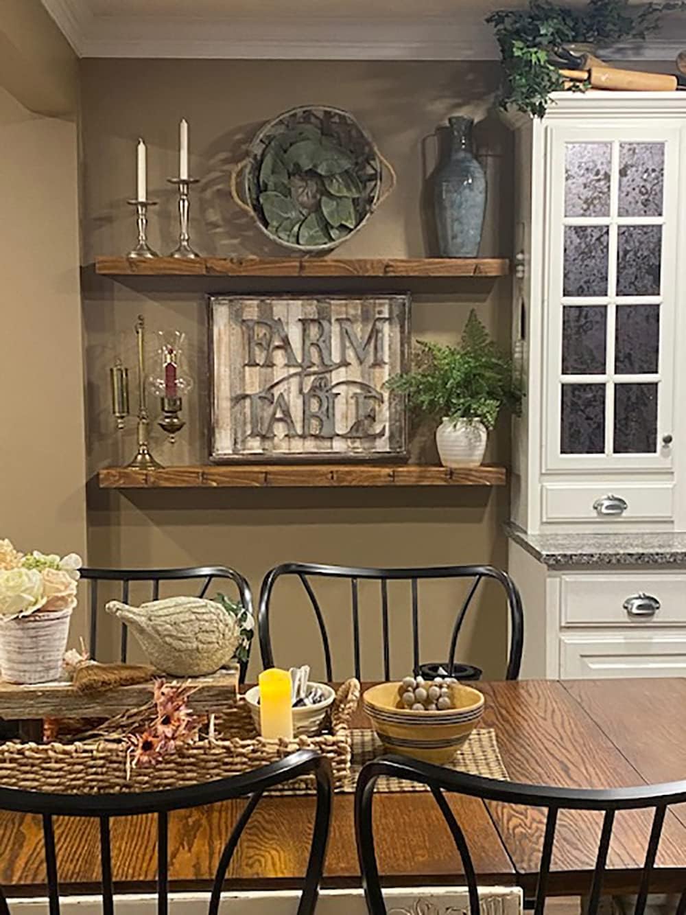 joelsantiques 42 Inch Floating Shelves for Wall - 42x9x2 in - Made of Natural Wood and Easy Install - Heavy Duty Rustic Book Shelves - Perfect for Bathroom, Kitchen, Living Room - Medium Brown