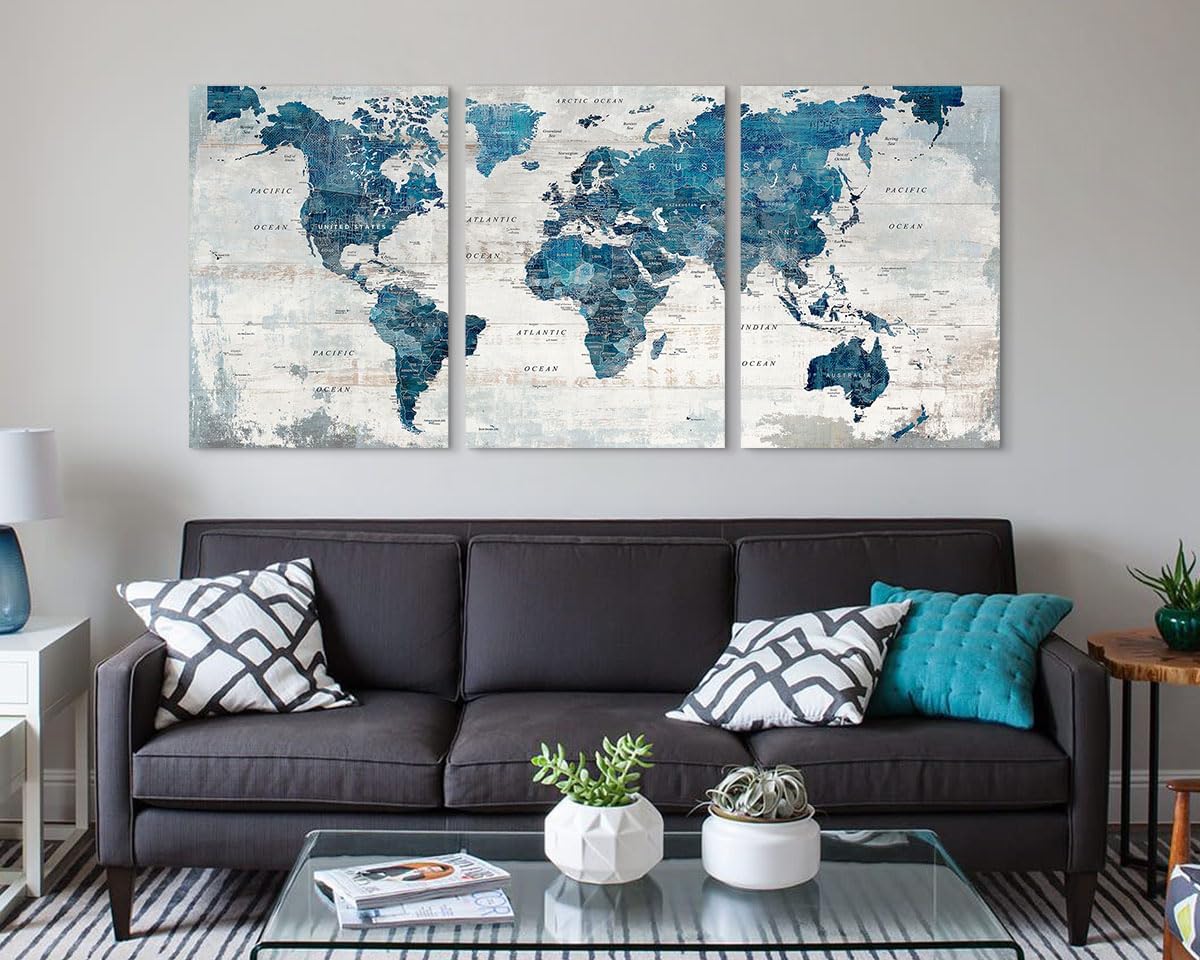 Wall Decor Living Room Motivational Framed Wall Art Large Office Decor for Wall Home Decorations for Bedroom Blue Grey Paintings Dining Room Pictures