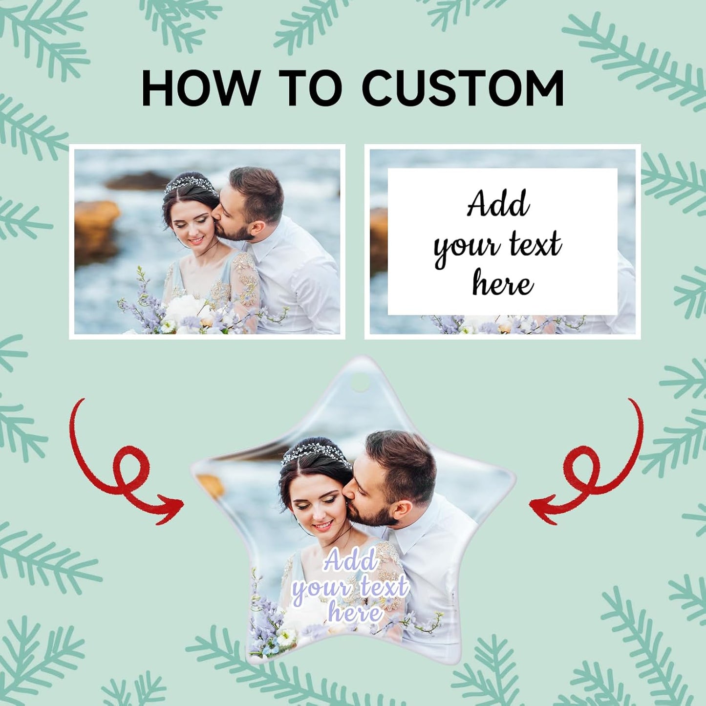 Personalized Christmas Ornaments 2025, Ceramic Custom Photo Text Hanging Ornament Customized Christmas Tree Decorations Gift for Family, Kids, Friends, Couples, Wedding