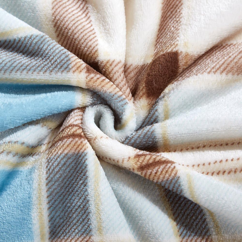 MERRYLIFE Throw Blanket Plaid Sherpa | Ultra-Plush,Soft, Colorful, Oversized | Decorative Couch Travel Blanket | Large Size (60" 90", Island Travel)