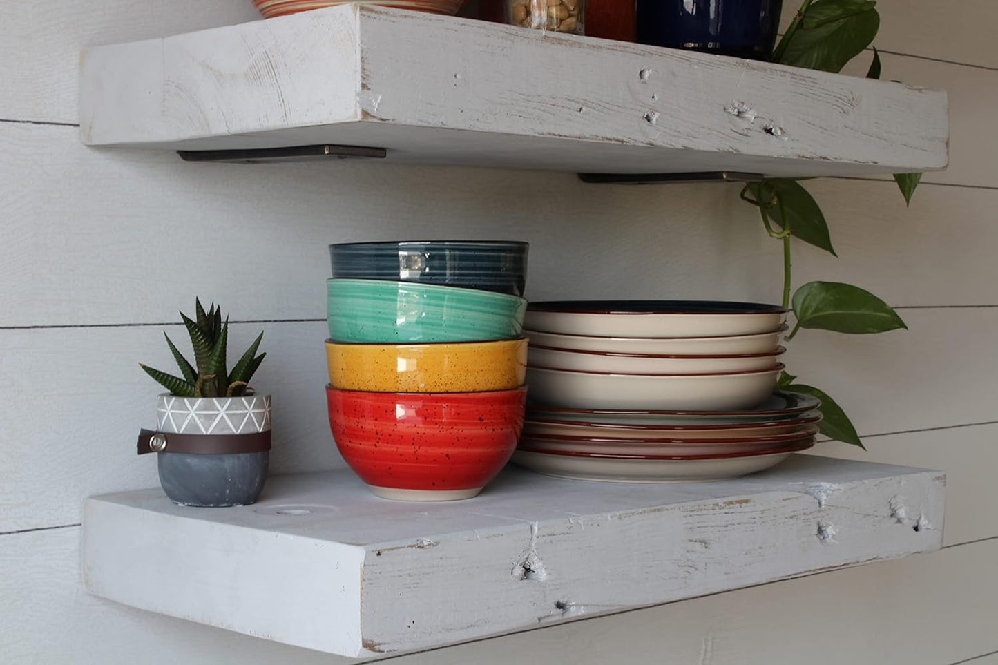 Urban Legacy Reclaimed Barn Joist Deep Floating Shelves | Deep Shelves with Low Profile Shelf Bracket with High Weight Capacity, Set of 2 (48" x 11" x 2.5", Rustic Gray)