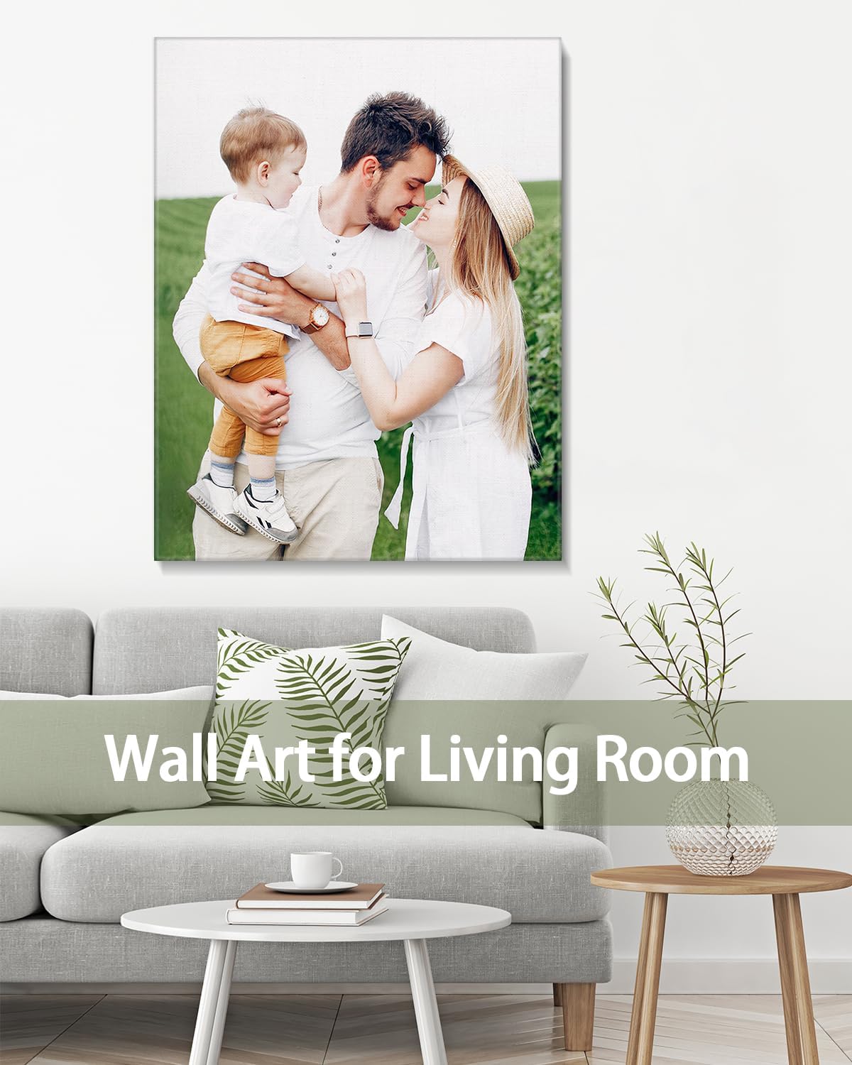 Personalized Custom Canvas Wall Art, Custom Canvas Prints with Your Photos for Living Room, Bedroom, Wedding Pet Baby Family Photo Framed Wall Art, Customized Photo Gift for Family，Friend，Lover，Pet (24L" x 32W")