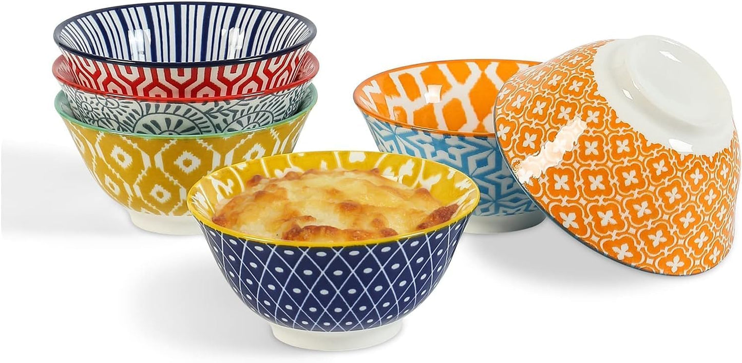 Selamica Ceramic Mini Bowl Set, 4 oz Dipping Bowls for Snack Side Dishes Condiment, Set of 6, Assorted Colors