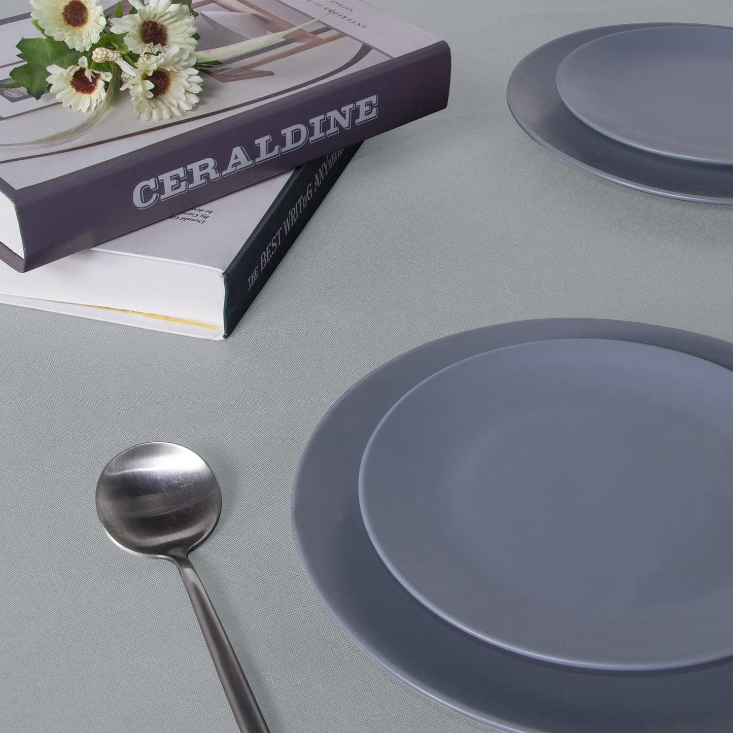 sancua Rectangle Tablecloth - 54 x 108 Inch - Stain and Wrinkle Resistant Washable Polyester Table Cloth, Decorative Fabric Table Cover for Dining Tables, Buffet Parties and Camping, Silver Grey