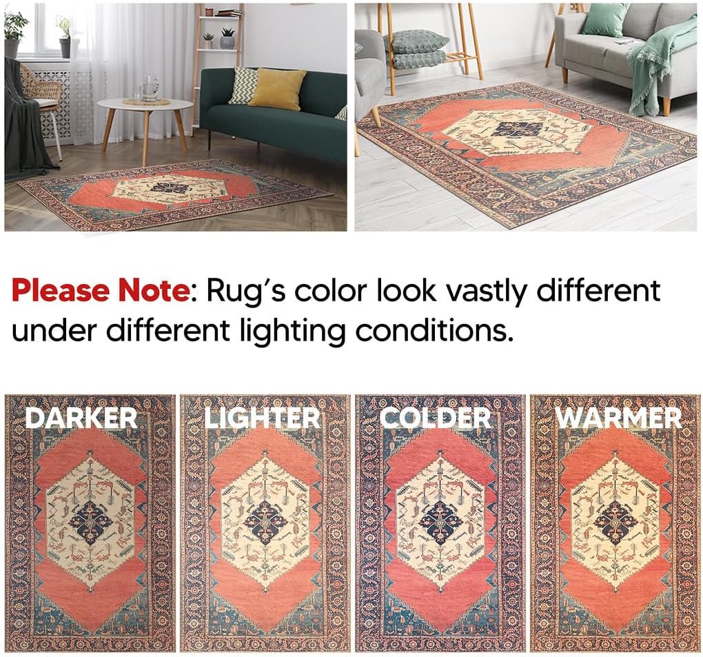 Keen Home Design 3x5 Rug - Machine Washable Entry Rug with Non-Slip Backing, Ideal for Enteryway, Kitchen, Bathroom, Laundry Room - Vintage, Easy Clean, Durable, Low Pile Rug - (3' x 5')