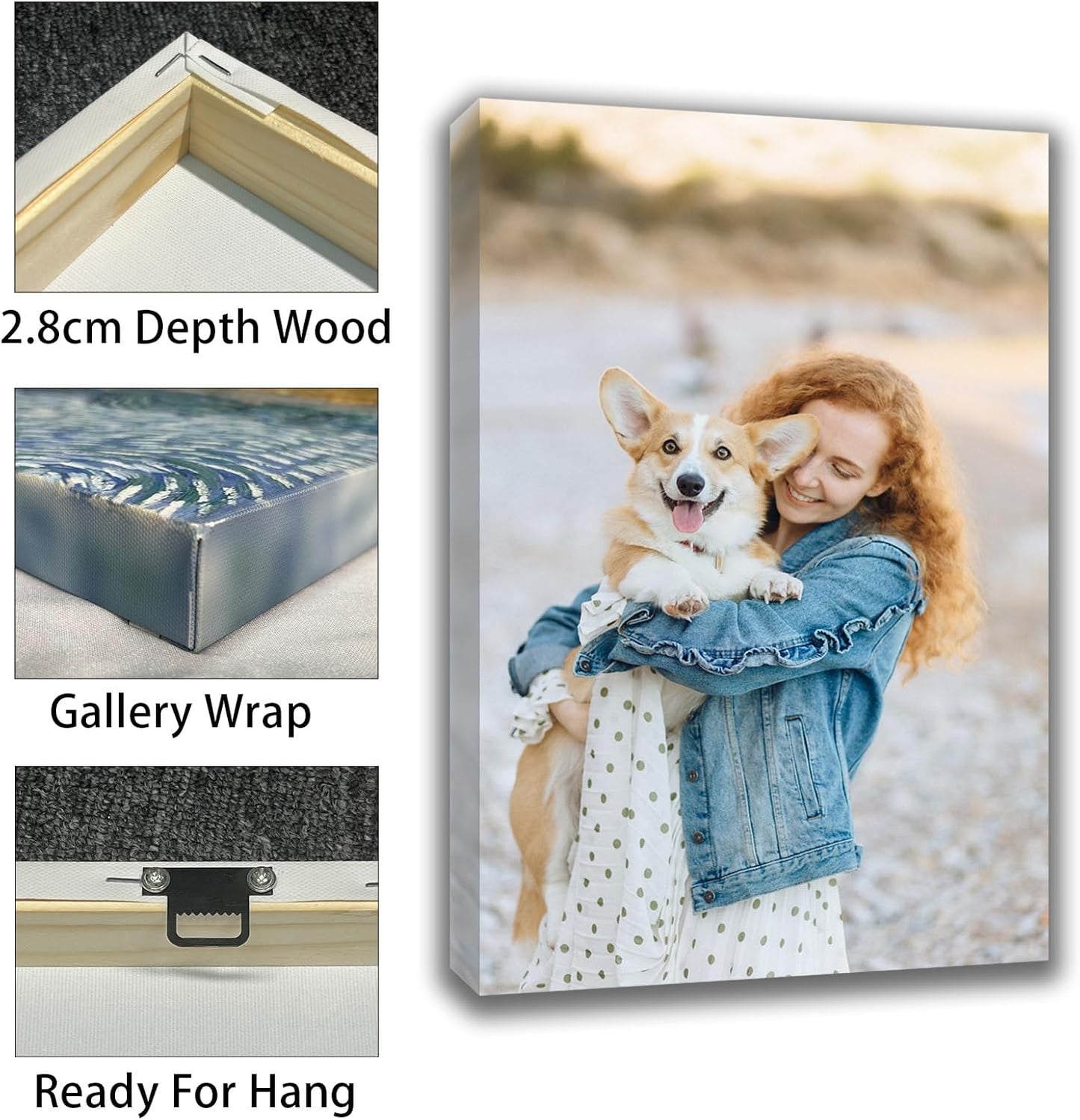 Custom Canvas Prints with Your Photos (11x14, Framed Canvas) Customized Wall Art Personalized Canvas Pictures for Pet/Family Gifts for Mom/Men/Women