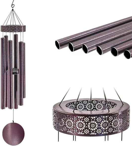 Large Wind Chimes with 6 Heavy Tubes for Outside Deep Tone - 48" Wind Chimes Outdoor Clearance, Deep Tone, Windchimes Outdoors, Memorial, Sympathy Gift, Garden Patio Yard, Home Decorate-Bronze