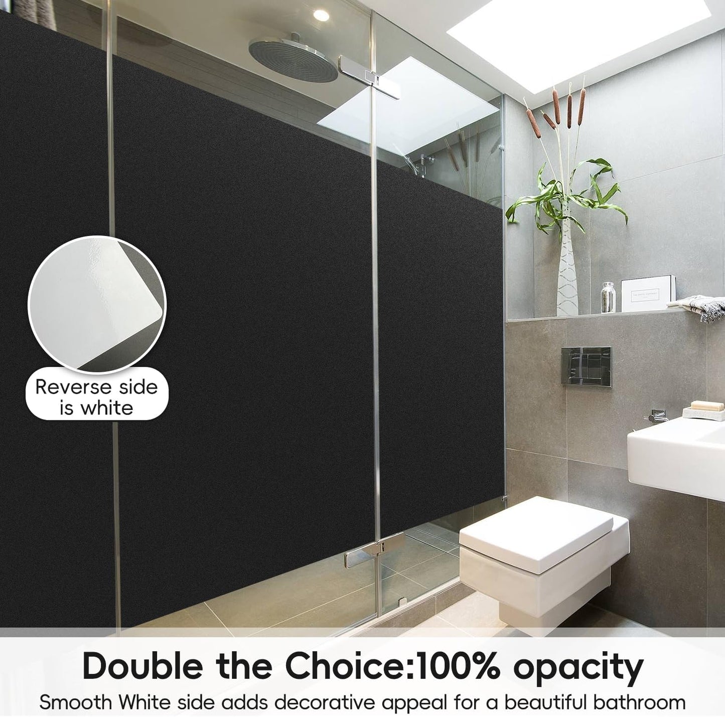 DUOFIRE Blackout Window Film - Sun Blocking White Black Privacy Film, Non-Adhesive Static Cling, Removable Anti-Glare Tint for Day Sleep, Home, Office (23.6 x 78.7 in)