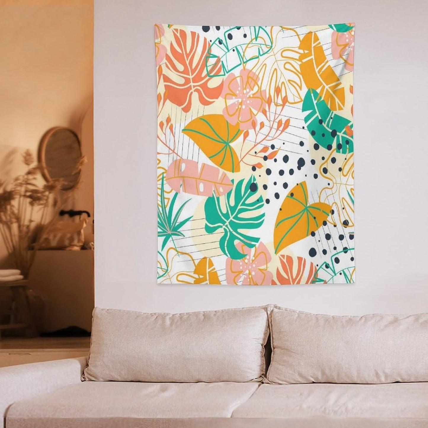 ICMOLYYENLO Tropical Palm Leaves Wall Tapestry, Wall Art for Room Decoration Beautiful Wall Hanging for Bedroom Living Room Dormitory Apartment 40x60 Inch