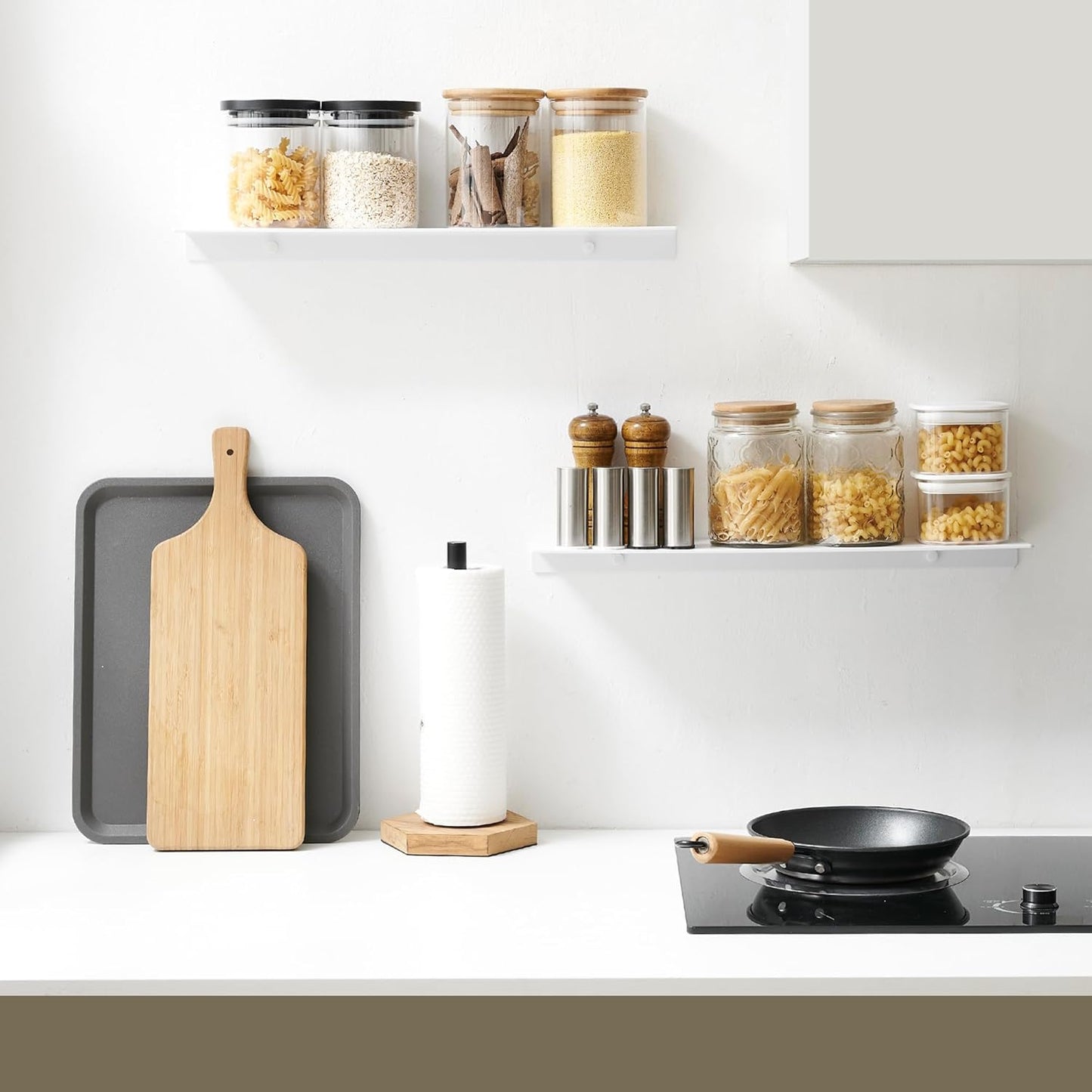 JOOM White Metal Floating Shelf - Floating Shelf, Small Bathroom Shelf, Display Shelves for Wall Storage (12 in)