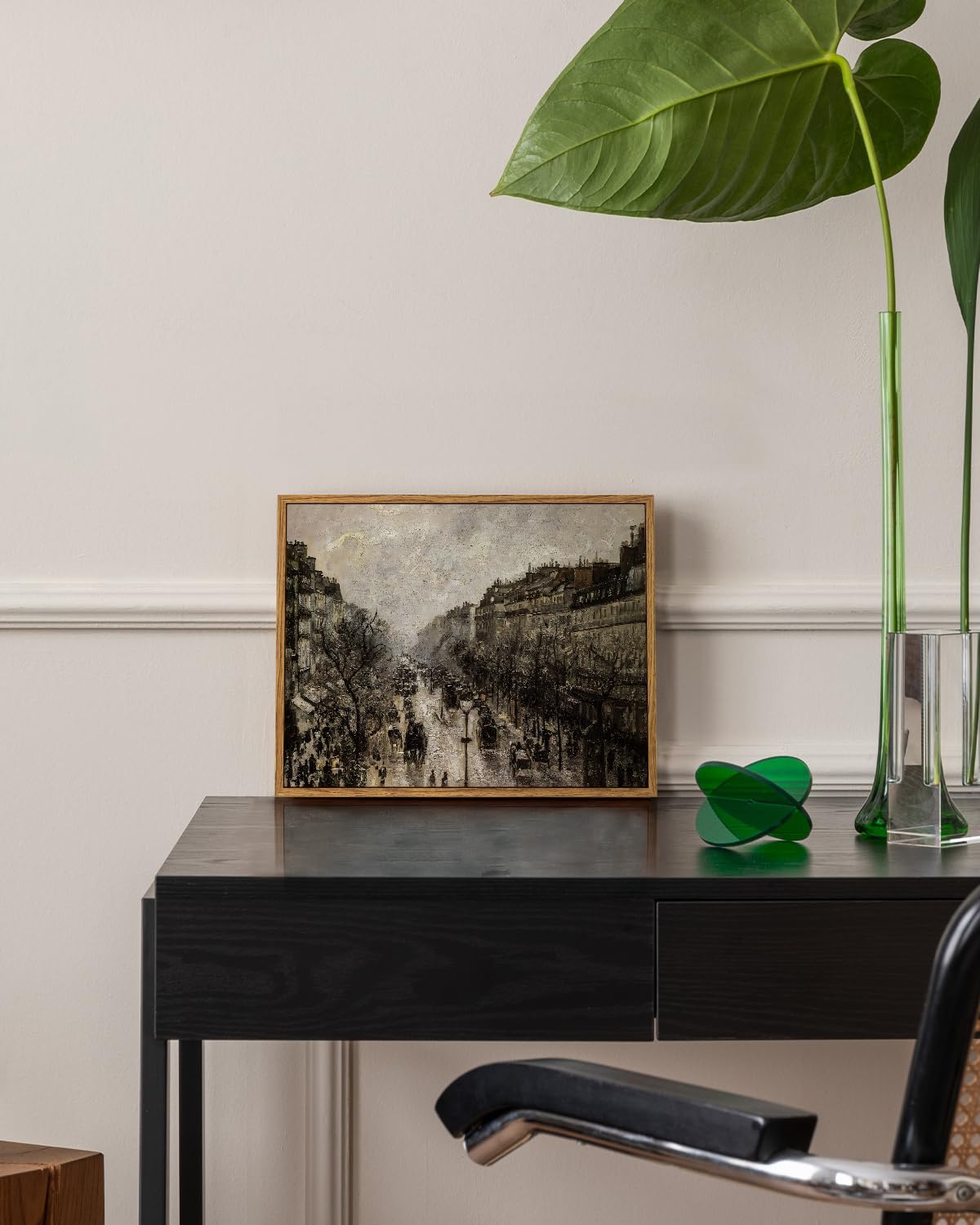 VIYYIEA Framed Canvas Wall Art Home Decor for Living Room Classical Cityscape Artwork Vintage Oil Painting Prints Parisian Street Wall Decor Bathroom Wall Pictures Farmhouse Office Home Decor 11x14in