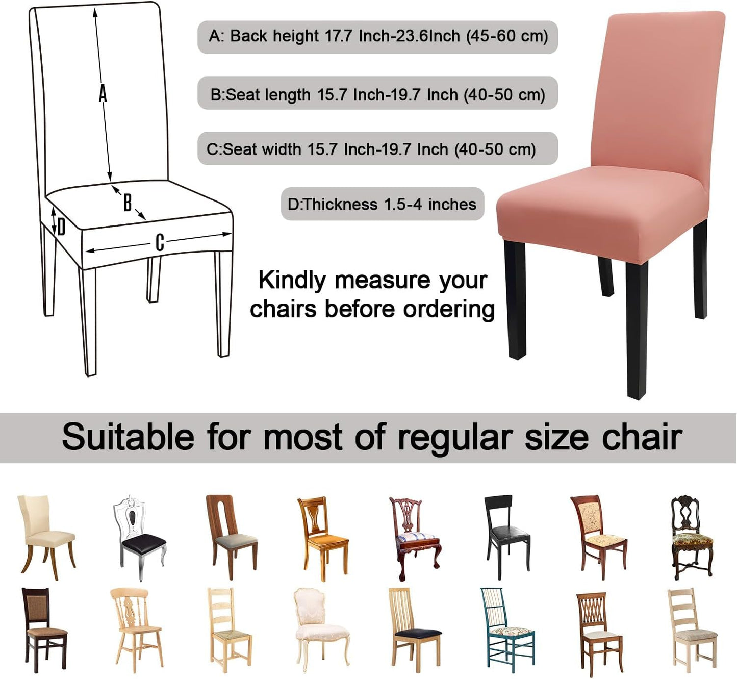 JQinHome Terra Cotta Chair Covers for Dining Room Set of 4, High Stretch Removable Washable Parsons Chair Slipcover for Home Party Hotel Wedding Ceremony (4PCS,Terra Cotta)