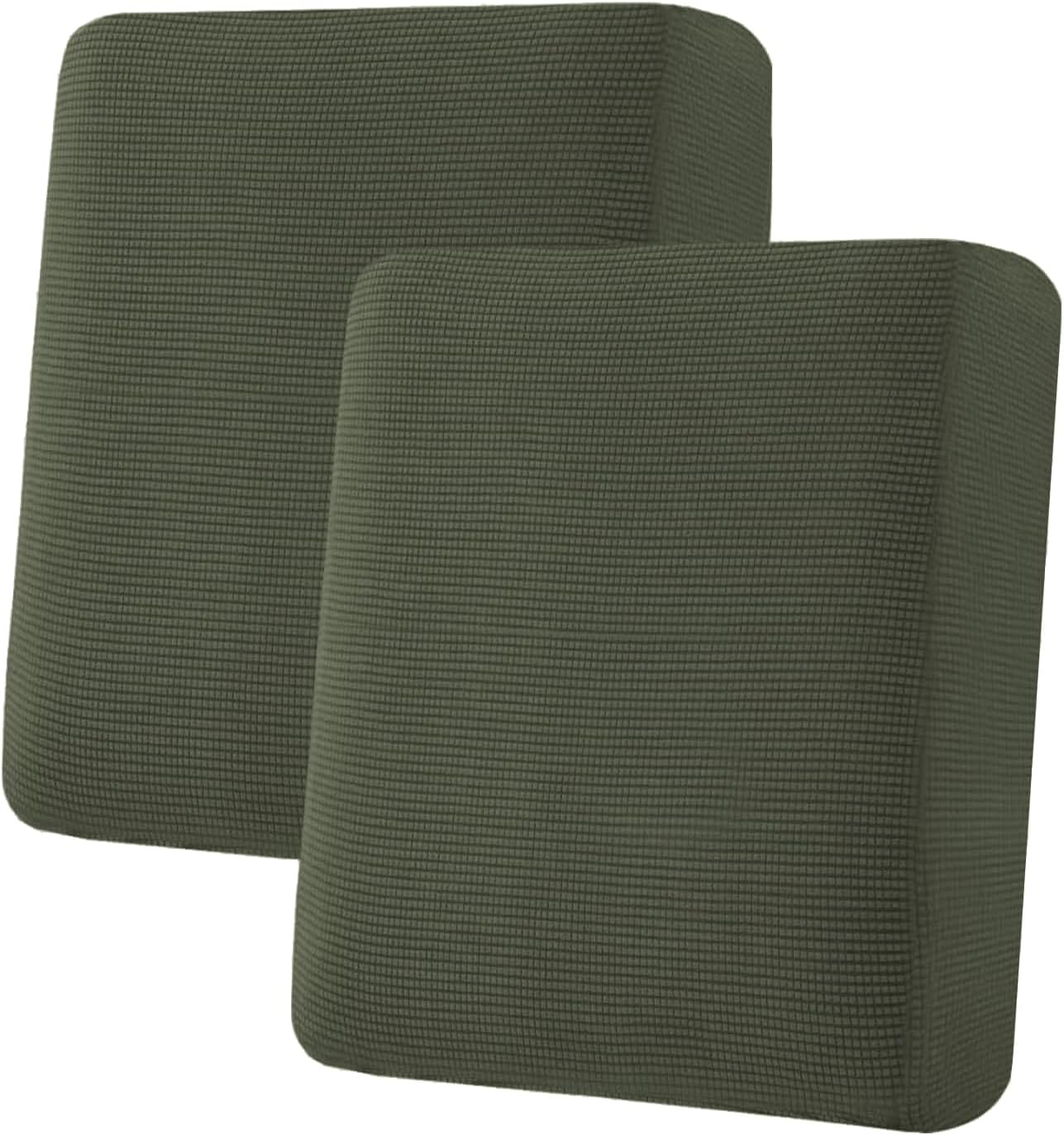 H.VERSAILTEX Super Stretch Individual Seat Cushion Covers Sofa Covers Couch Covers Slipcover Sets Thick Jacquard Textured Twill Fabric (2 Piece Medium Sofa Cushion Covers, Olive)