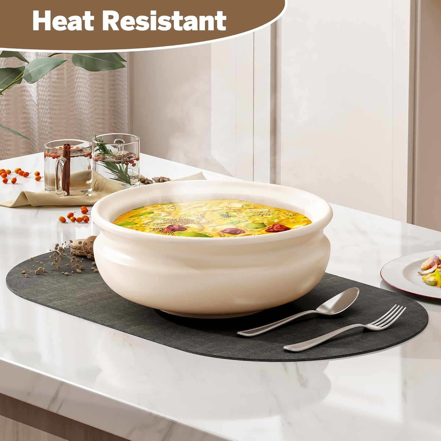 DOLOPL Placemats Set of 6, Oval Large Place Mats for Kitchen Dining Room Table Decorations, Faux Leather Anti Slip Waterproof Dining Table Place Mats for Indoor & Outdoor Use(13.8"x21.6")