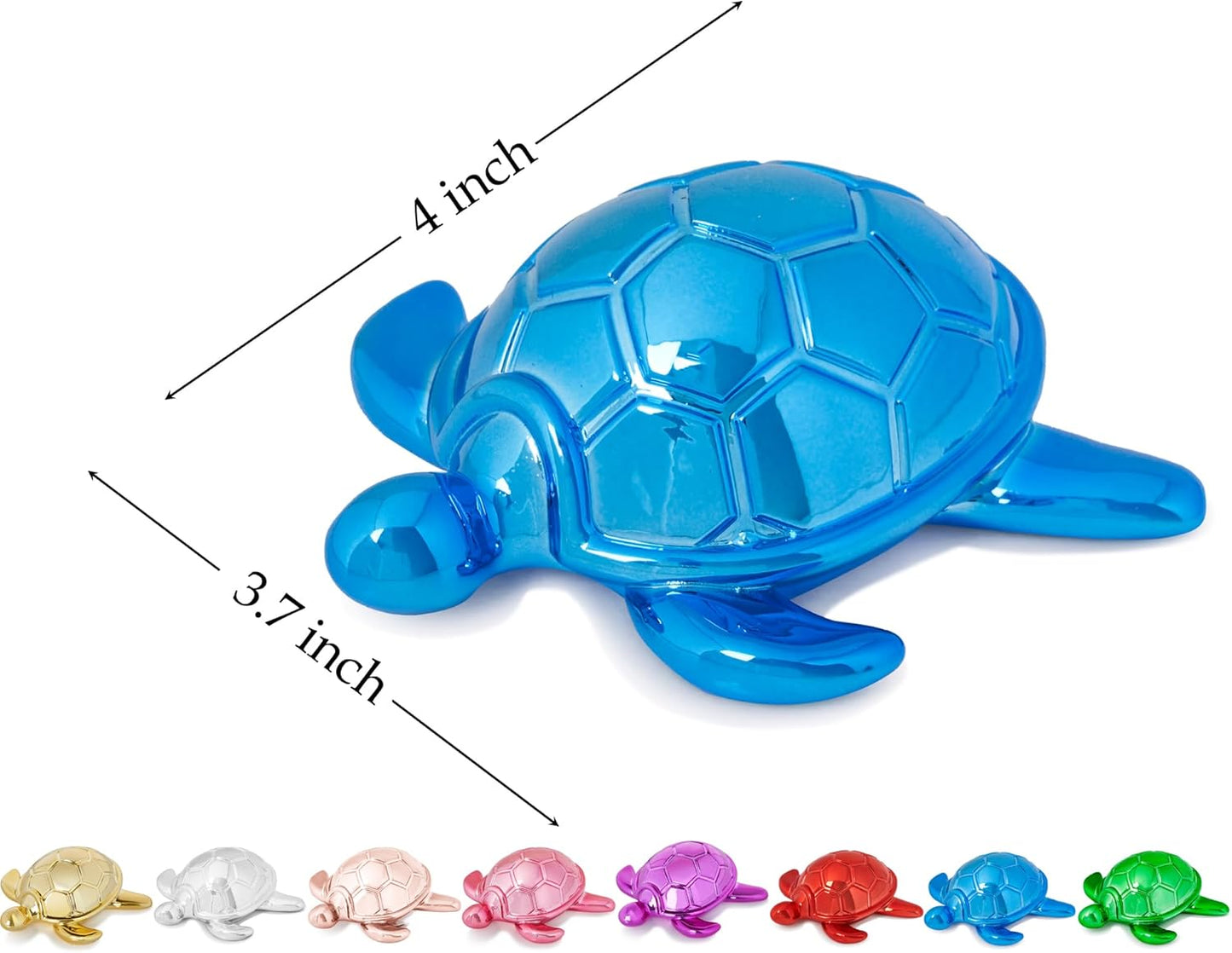 Small Sea Turtle Statue 4 inch Shiny Blue Accent Knick Knacks Paperweight for Bathroom Home Office Shelf Desk Table Decor, Cute Sea Turtle Gifts for Women