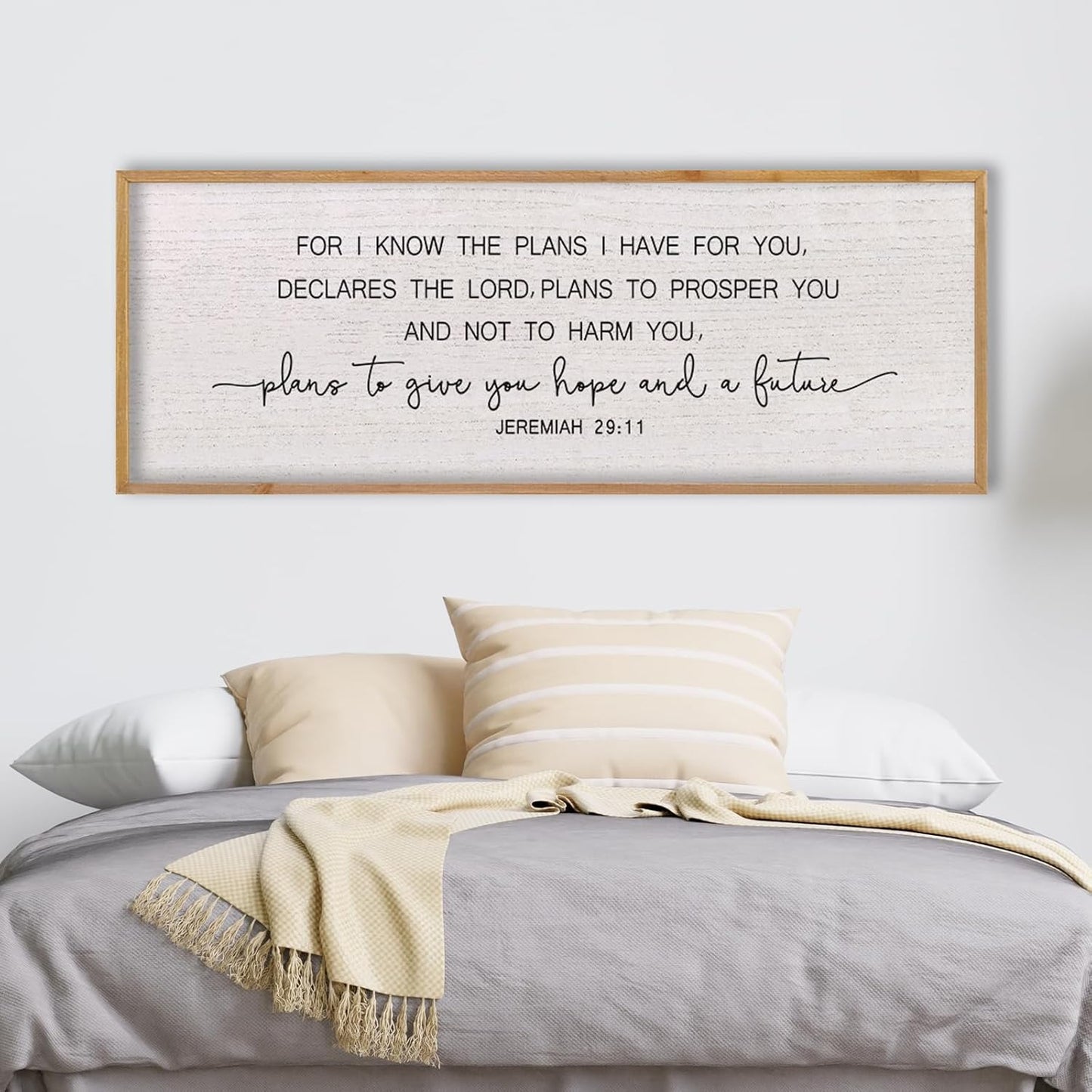 LuZhiQiang Bible Verse Jeremiah 29:11 Wall Art 40"x15" Large Scripture Christian Blessing Decor Plans To Give You Hope And A Future Sign (Wood)