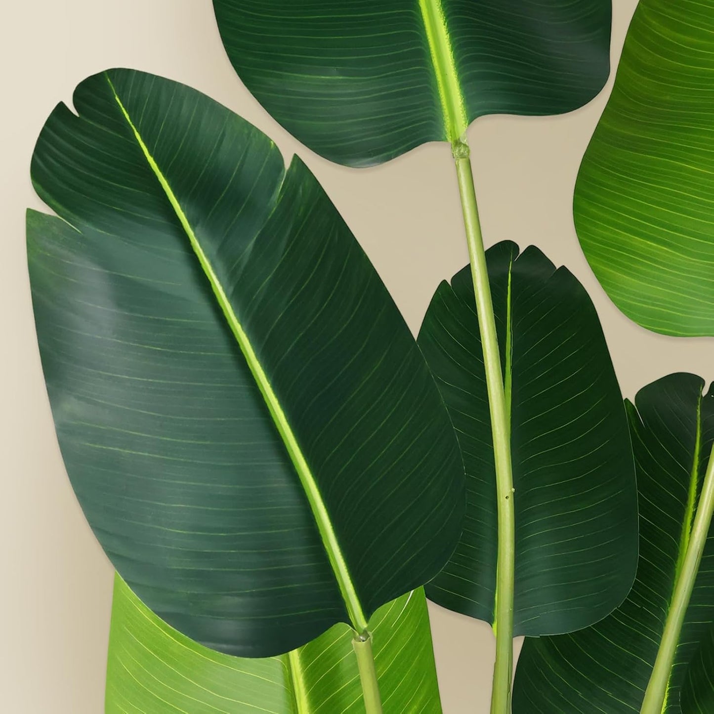 Artificial Bird of Paradise Plant 4Ft Fake Tropical Palm Tree with 8Trunks Faux Banana Leaf Trees in Pot for Home Indoor Outdoor Office Modern Decor Housewarming Gift（1Pcs）