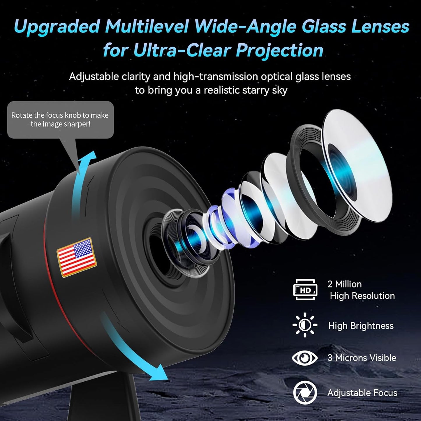 [2025 Upgraded] Galaxy Projector, HD Brighter Wider Projection Planetarium Star Projector with 7-Color Night Light Realistic Starry Sky Space Solar System Moon Nebula for Bedroom Ceiling Room Decor