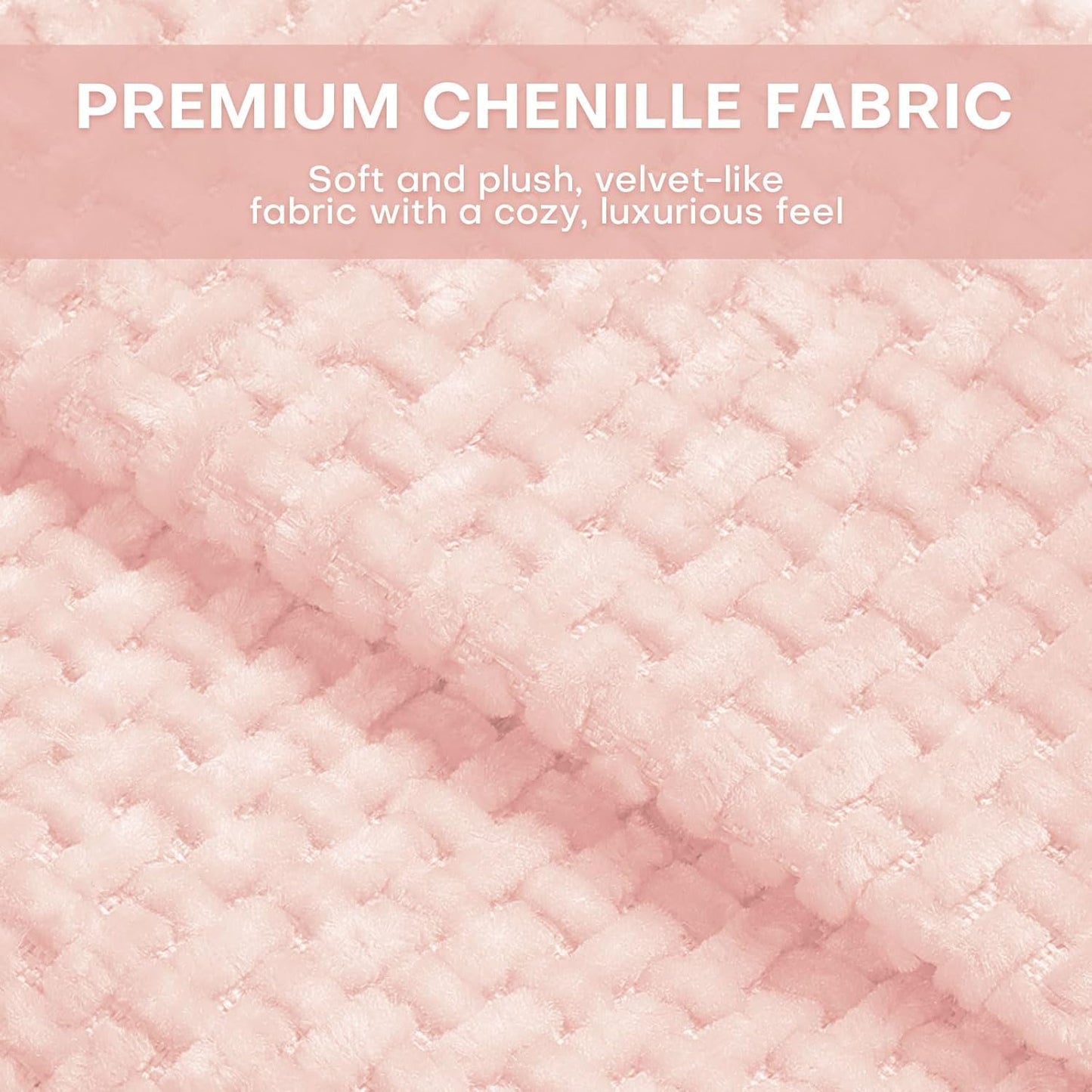 Chenille Fabric Accent Chair Set of 2, Upholstered Armchair with Solid Wood Legs, Modern Living Room Accent Chair, Comfy Single Sofa Chair Reading Club Chair for Bedroom Reception Lounge,Pink