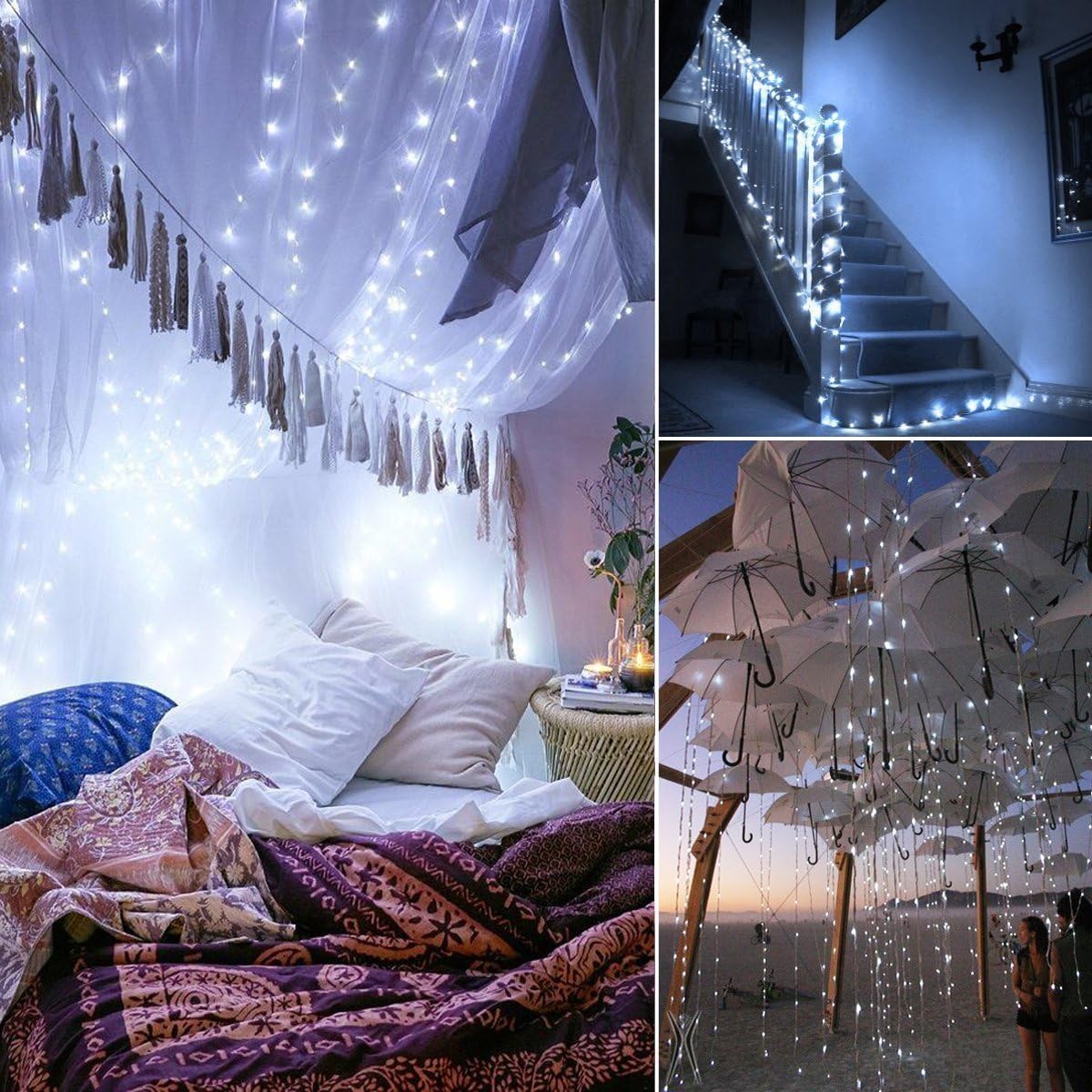 ANJAYLIA Fairy Lights, 10ft 30 LED Mini String Lights Firefly Starry Lights for Wedding, Bedroom, Party, Christmas, White 2 Pack