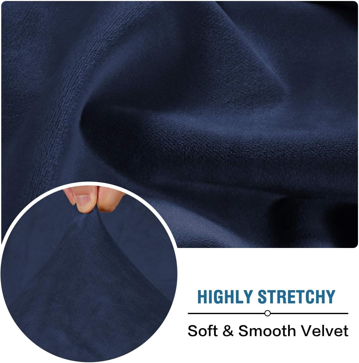 H.VERSAILTEX Velvet Stretch Individual Couch Cushion Cover Plush Slipcover for Loveseat Sofa Furniture Protector Seat Cover (1 Piece Loveseat Cushion Cover, Navy)