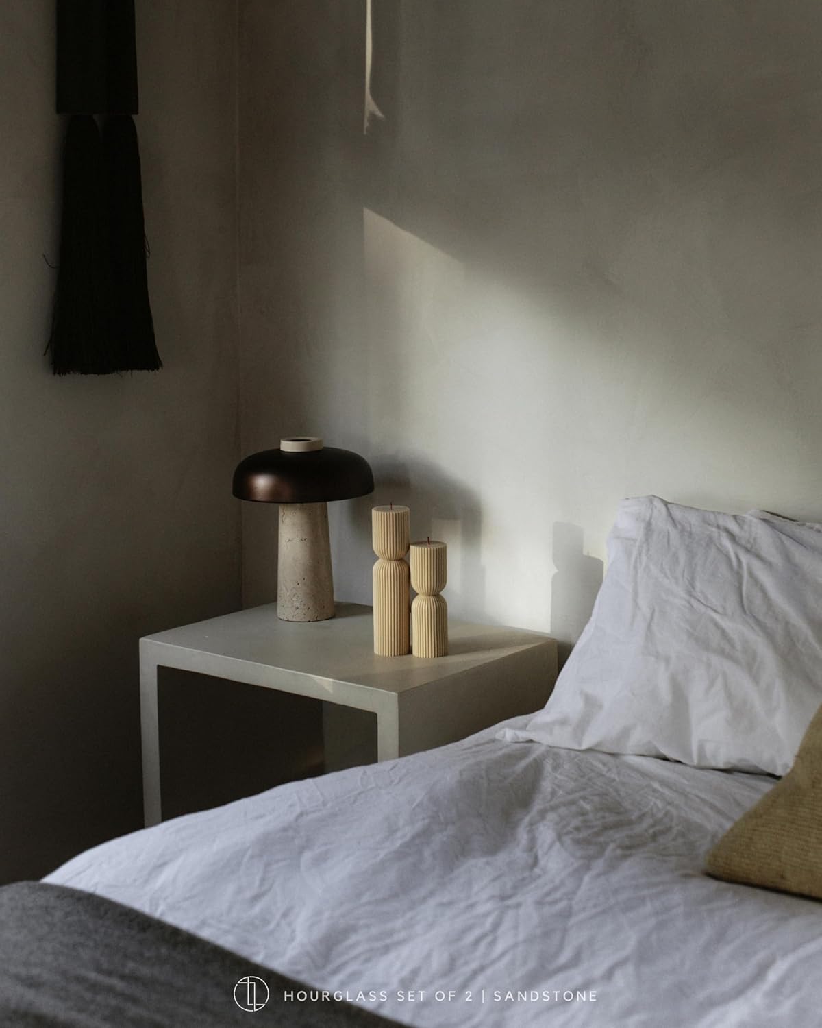 LAWA Hourglass Pillar Candle - Large Beautiful Handmade Pillar Scented Soy Wax Candle Elegant Bubble Aesthetic Candle Housewarming Gift Home Room Shelf Decor Idea Sandstone (Set of 2)