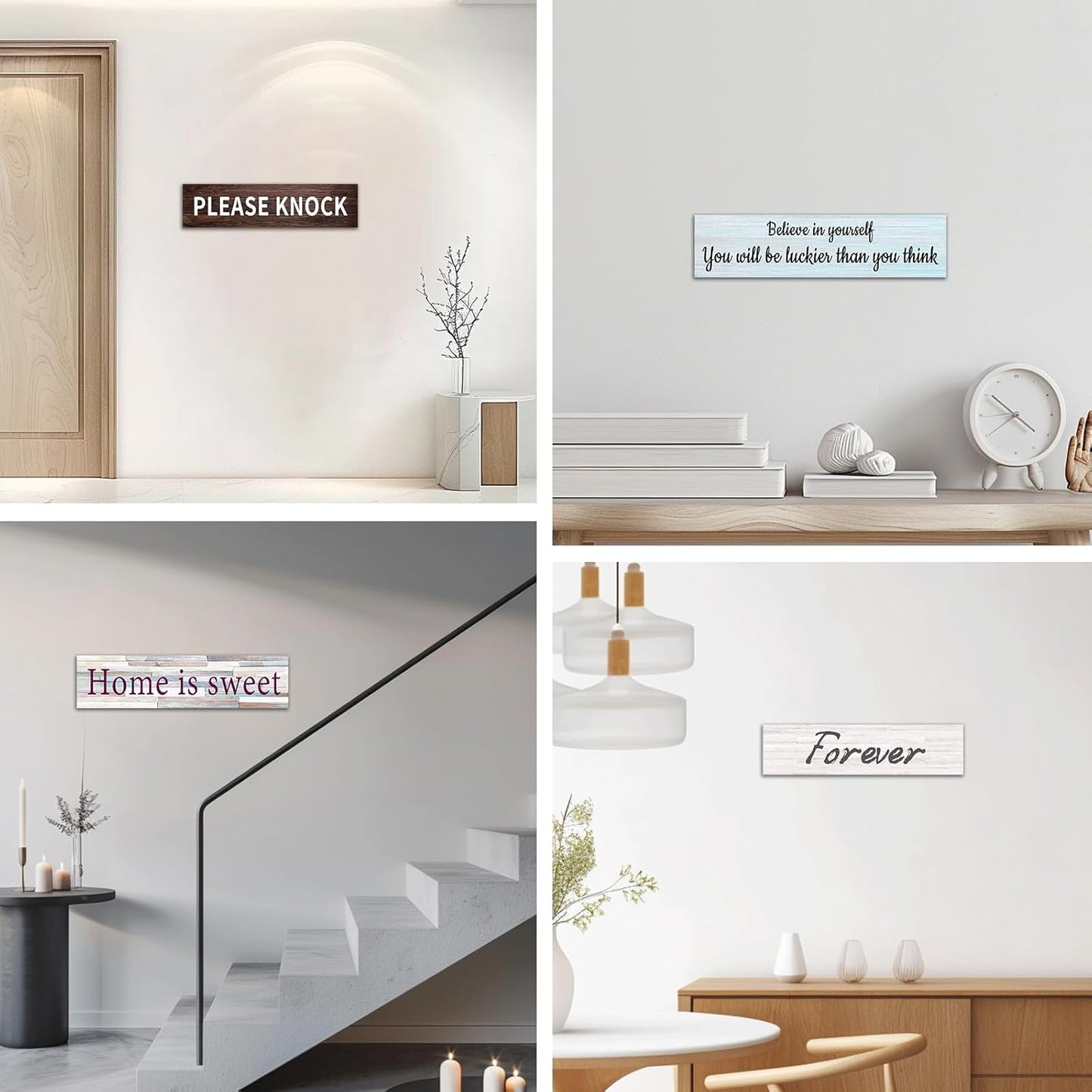 CHAOSETKEN Custom Text Sign Wall Art Personalized Family Quote Wall Decor Family Sign Canvas Prints Customized Wood Text Quote Pictures Rustic Farmhouse Decor Framed (24L x 6W)