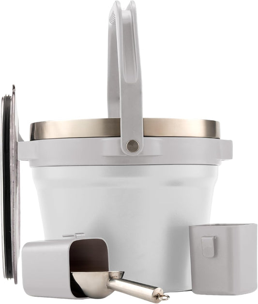 Large Insulated Ice Bucket with Lid – Stainless Steel Ice Bucket and Scoop – Ice Buckets for Parties, Bars – Ice Bucket with Lid and Scoop – Outdoor Ice Bucket, Cocktail Use (White)