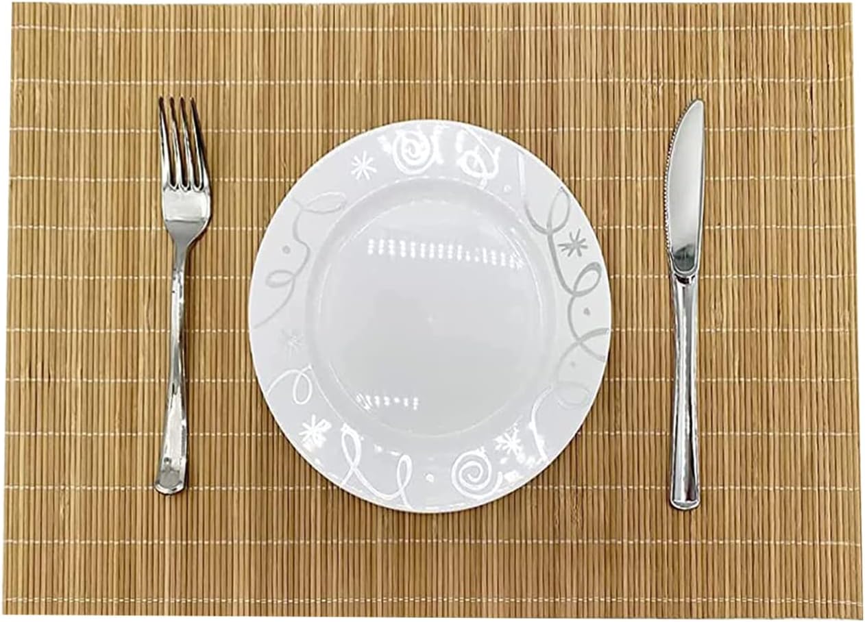 ANDSTAR Set of 2 Pcs Bamboo Placemats Sushi Rolling Mat Japanese Style Natural Anti-Slip Bamboo Placemats Washable Heat-Resistant Table Mats for Dining Room and Kitchen（Brown）