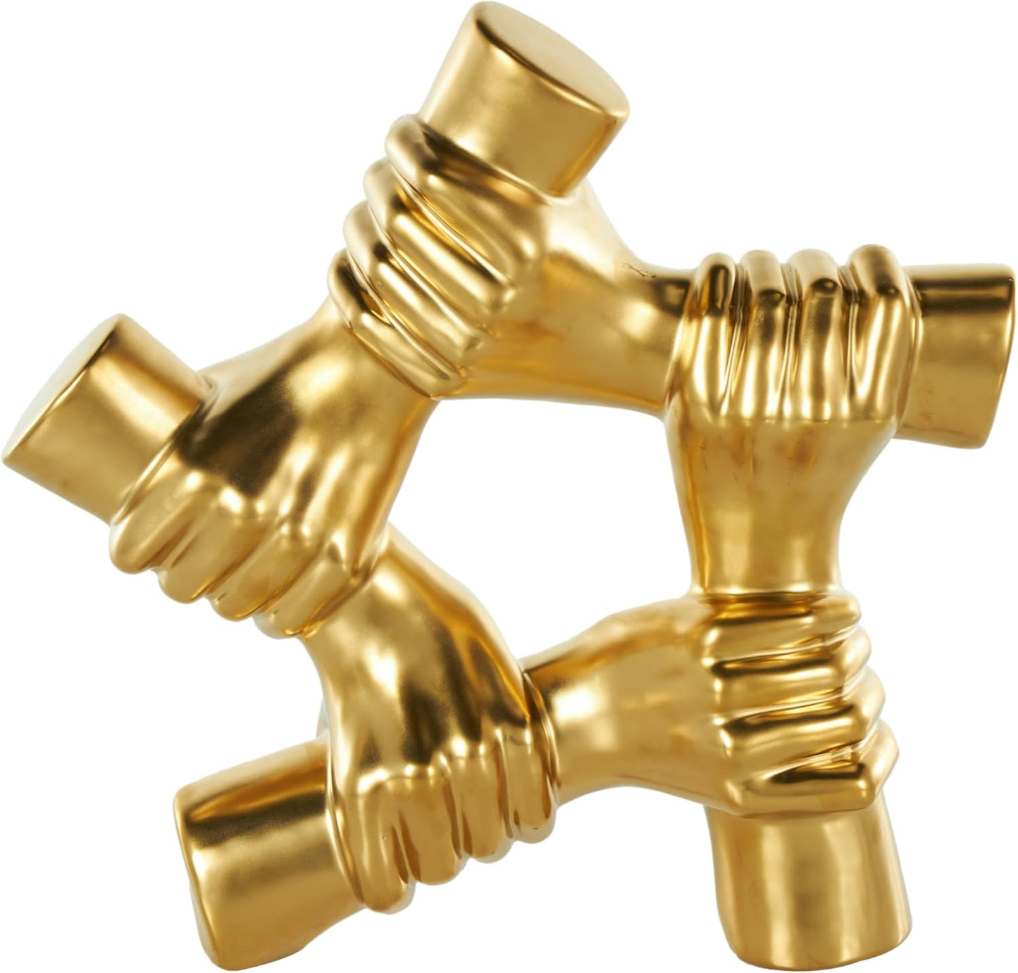 Deco 79 Ceramic Hands Decorative Sculpture Gripping Home Decor Statue, Accent Figurine 13" x 4" x 13", Gold