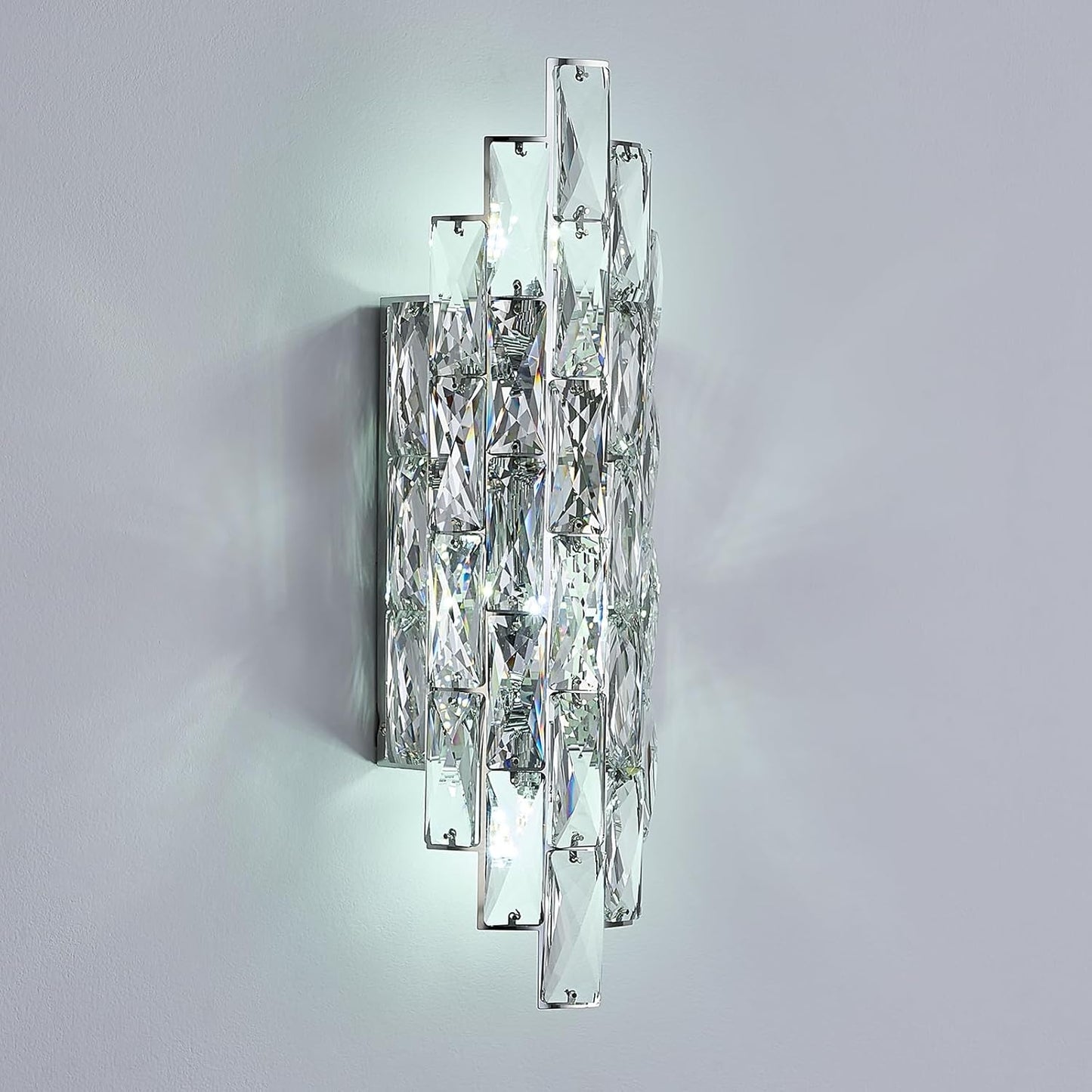 Modern Chrome Crystal Wall Sconce Light Fixtures, Wall Mount Lamps for Bedroom Living Room Bathroom Vanity Mirror