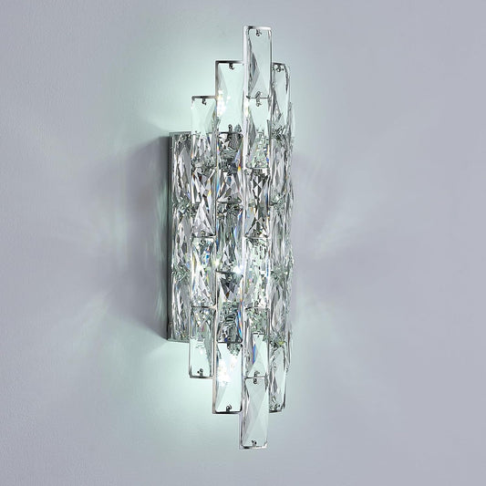 Modern Chrome Crystal Wall Sconce Light Fixtures, Wall Mount Lamps for Bedroom Living Room Bathroom Vanity Mirror