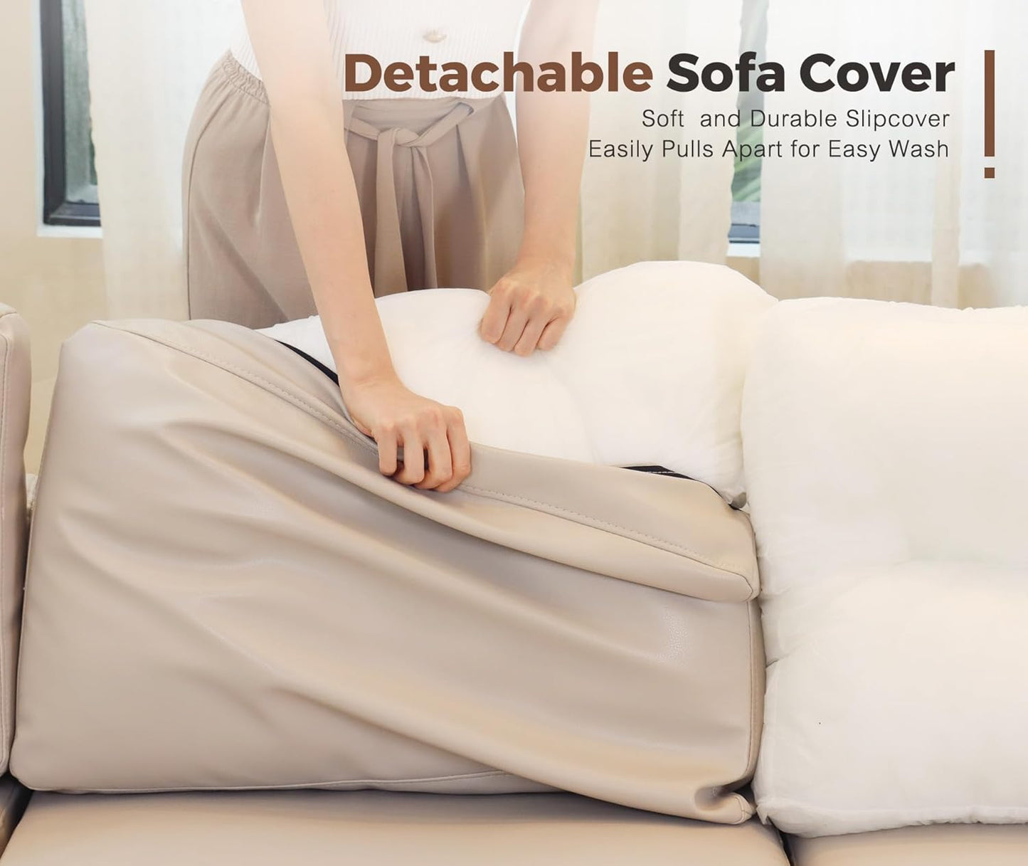 Oversized 172.5" Faux Leather Modular Sectional Sofa, Modern Large 10 Seater U Shaped Couch with Storage Seat with Reversible Chaise Deep Seat for Living Room DIY Combination - Whitesand