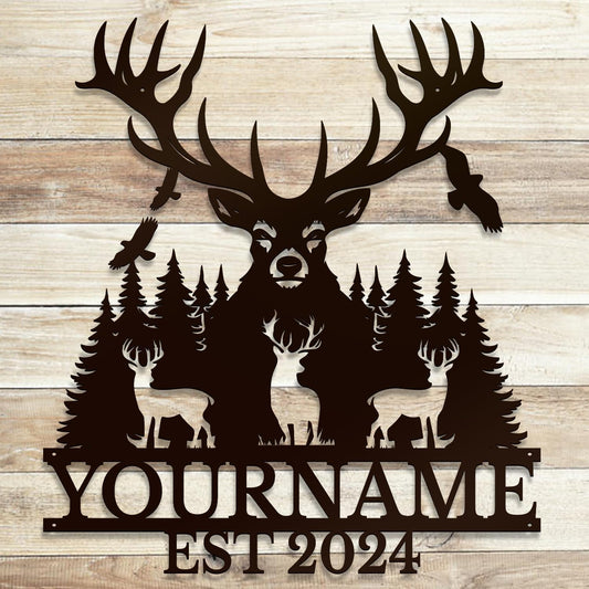 Personalized Metal Signs: Custom Shed Wall Decor, Black Deer Wall Art, Home Signs Plaques, Outdoor Decorative Signage (Style A)