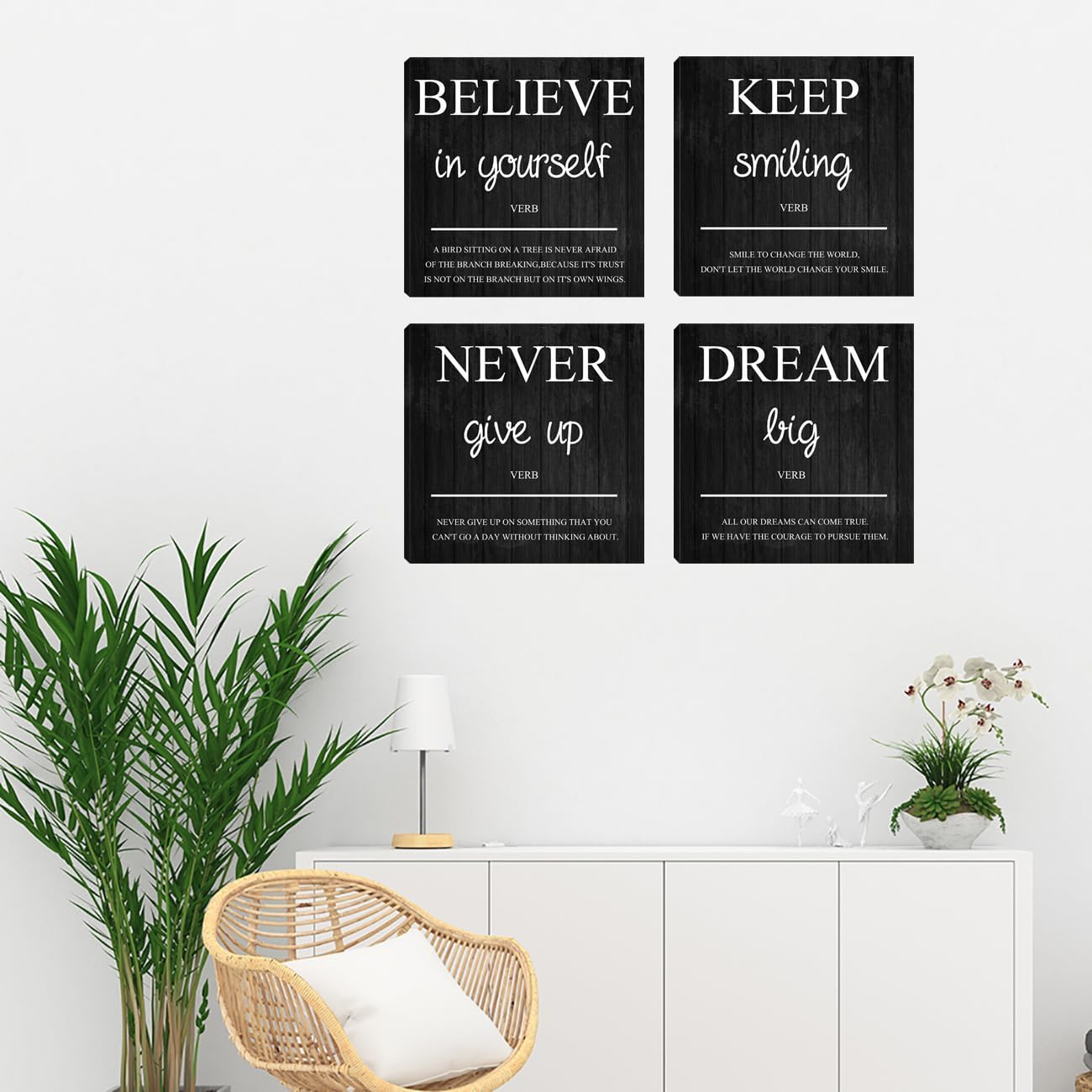 Inspirational Wall Art Office Decor, Motivational Wall Art Positive Painting Picture Quotes Prints Wall Decor for Bedroom,Living Room,Office,Classroom,Company Framed Artwork Ready to Hang 16”X16”X4
