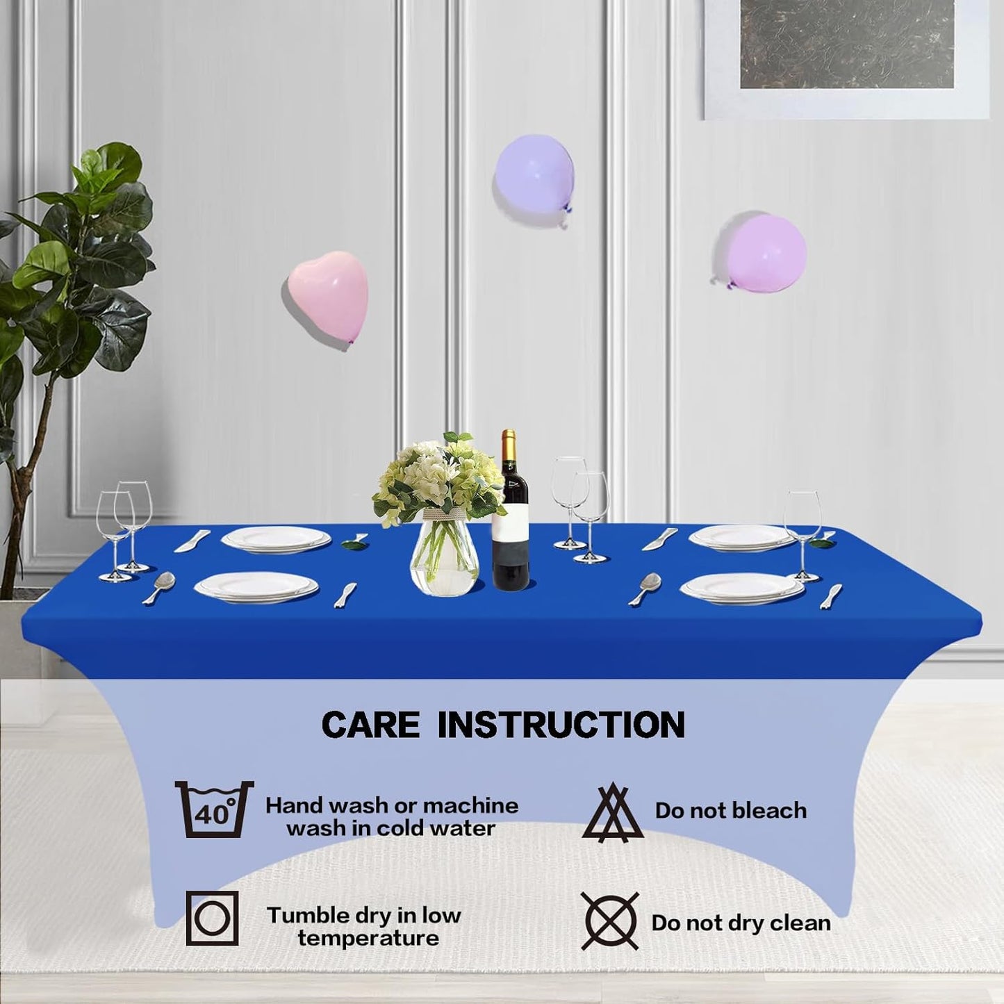 IVAPUPU 8FT Table Cloth for Rectangular Fitted Events Stretch Fuchsia Table Covers Washable Cover Spandex Tablecloth Protector for Party, Wedding, Cocktail, Banquet, Festival