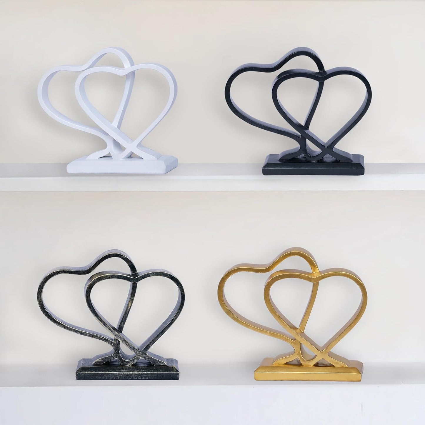 White Heart Sculpture for Living Room Decor Heart Decoration Gift for Her and Him Love Wedding Anniversary Couples Gift Modern Heart Statue for Home Coffee Table Dining Table Centerpiece Birthday