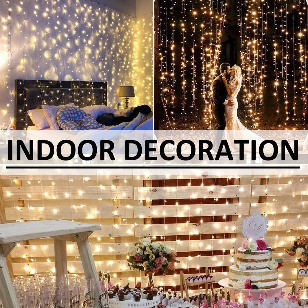 Solhice LED Curtain Lights Outdoor 30ft x10ft, 720 LED Plug in Hanging String Lights Indoor, Twinkle Light Backdrop for Outside Backyard Wedding Bedroom Décor, Warm White (Not Connectable)