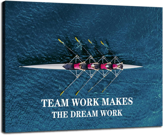 Inspirational Positive Quotes Wall Art Motivational Painting Prints on Canvas Team Work Makes The Dream Work Modern Inspiring Team Posters Framed Artwork School Home Office Decor[30" W X 40" H]
