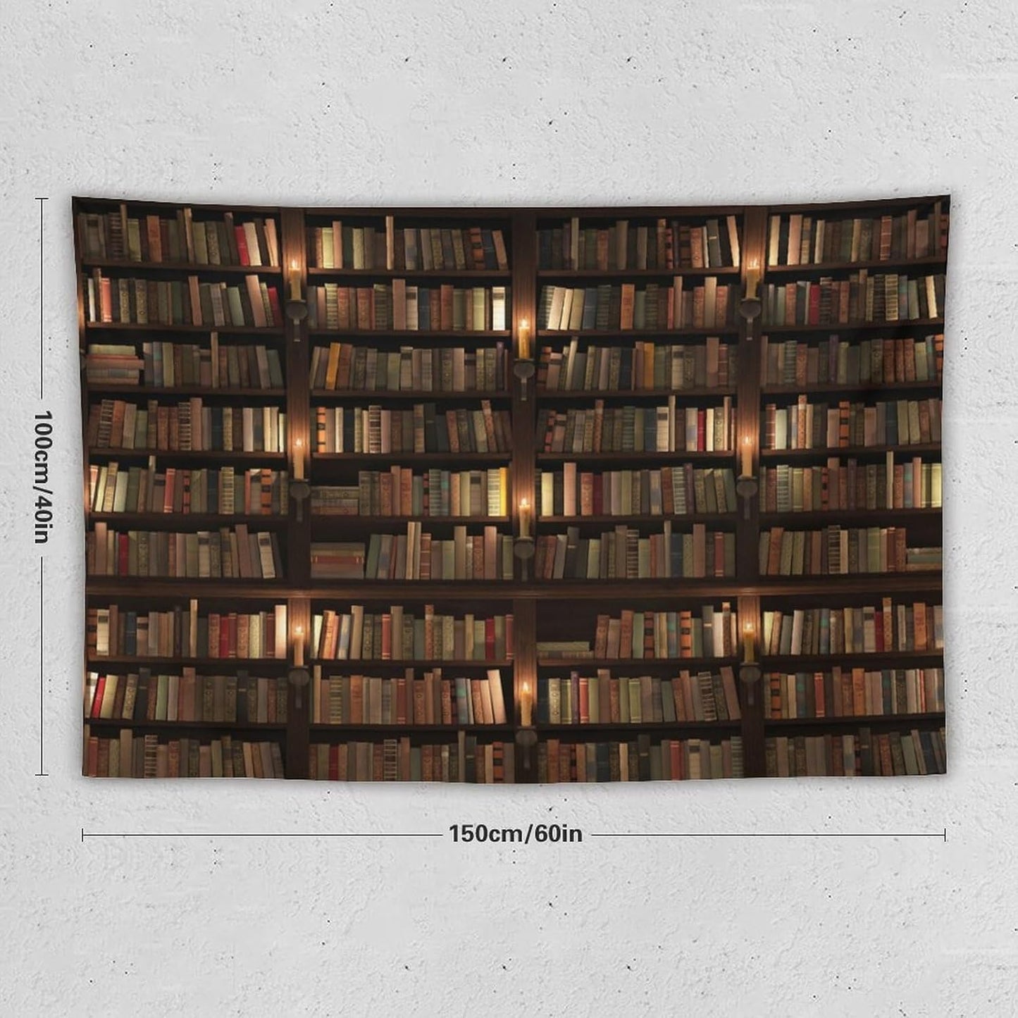Kurtect Bookshelf Tapestry,Retro Library Bookcase Antique Mid Century Pattern Print Tapestries for Party Beach Picnic Blankets Tablecloths Living Room Wall Deocr, 40x60 in