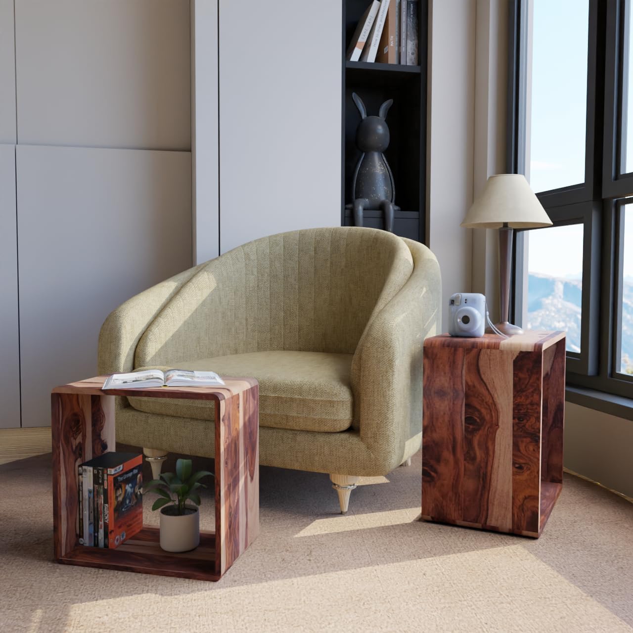 Relso Cascade Nesting Tables for Living Room with Premium Sheesham Wood Construction | Nesting End Tables with Smooth Curved Edges for Safety and Sophistication | Solid Wood Nesting Tables Set of 2