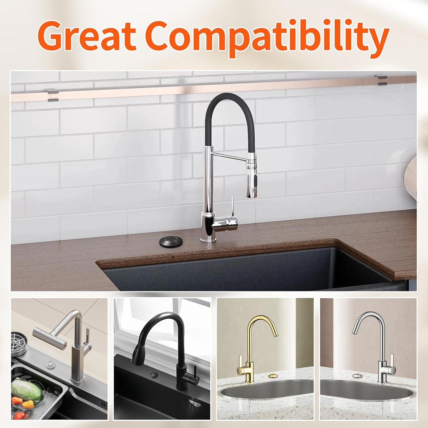 Joinfworld Garbage Disposal Air Switch Kit Waterproof Garbage Disposal Button Kit with Long Garbage Disposal Switch Oil Rubbed Bronze - UL Listed