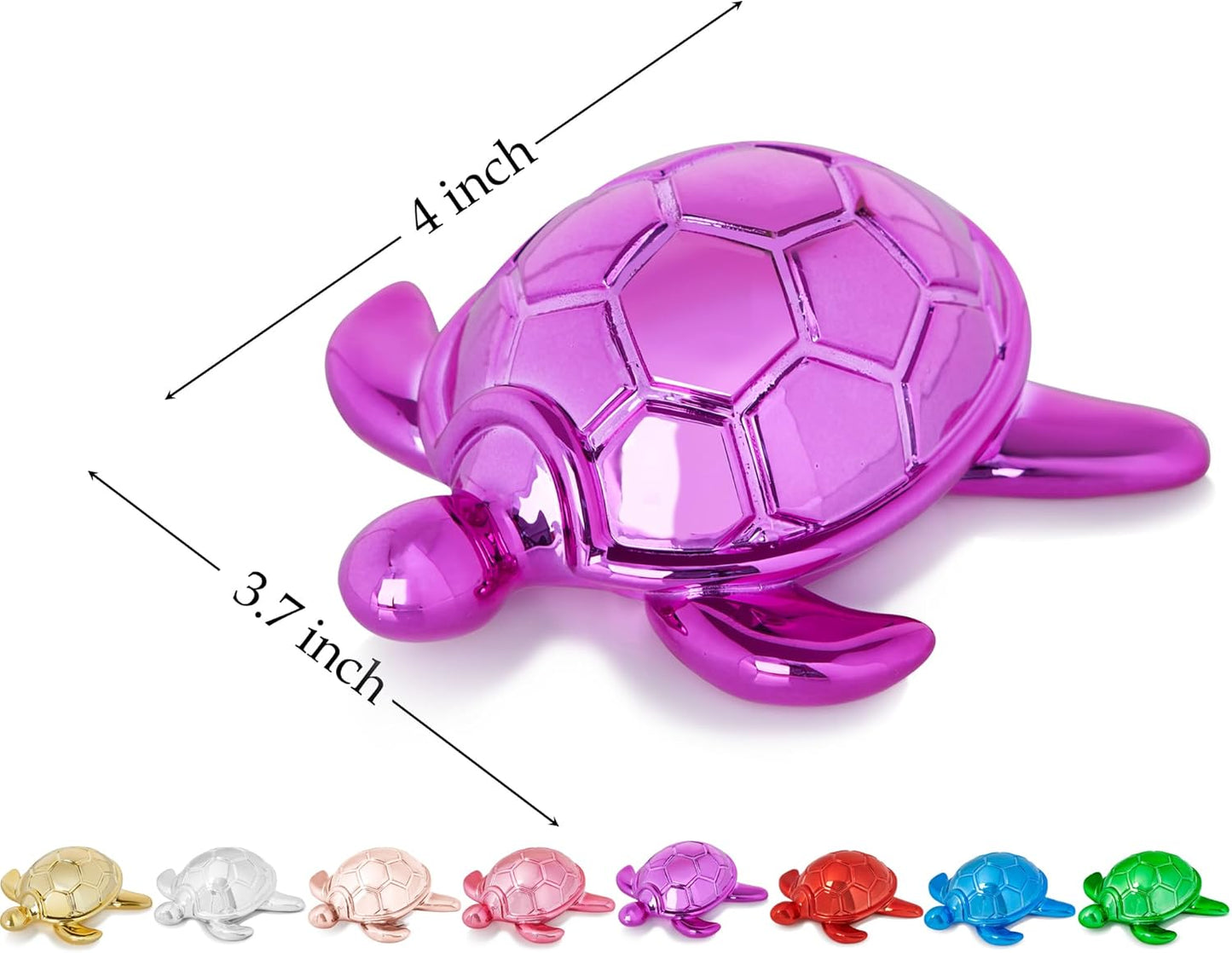 Small Sea Turtle Statue 4 inch Shiny Hot Pink Accent Knick Knacks Paperweight for Bathroom Home Office Shelf Desk Table Decor, Cute Sea Turtle Gifts for Women