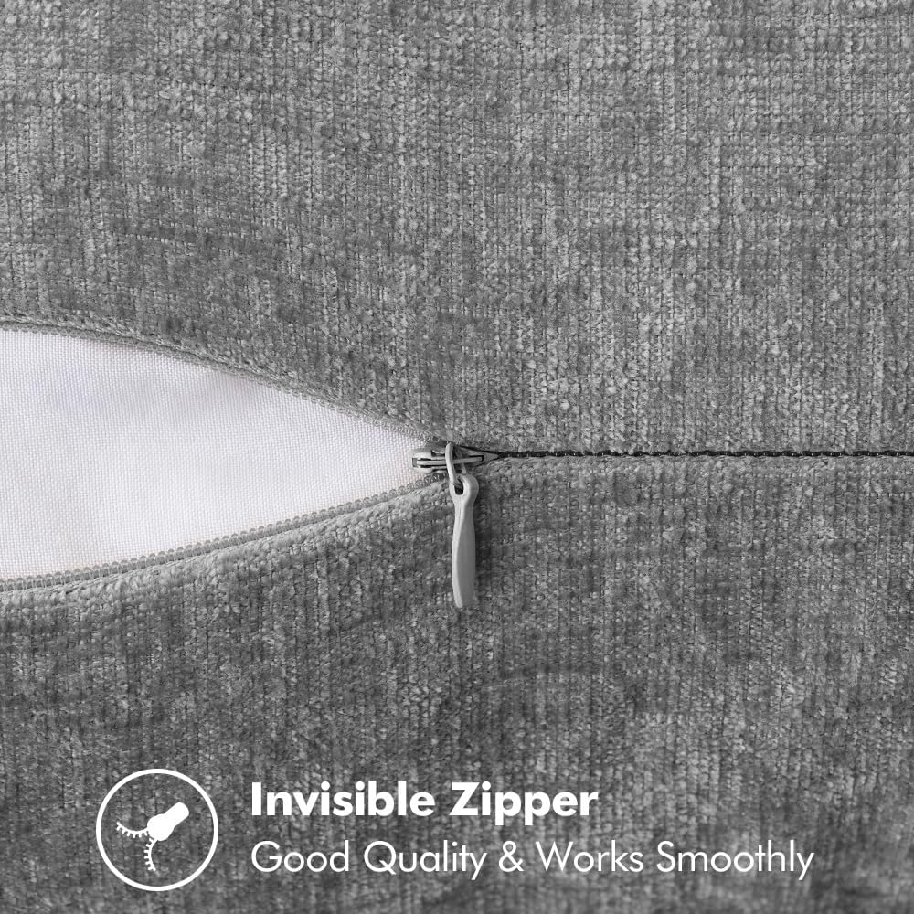 MIULEE Pack of 2 Couch Throw Pillow Covers 24x24 Inch Dark Gray Farmhouse Decorative Pillow Covers with Stitched Edge Soft Chenille Solid Dyed Spring Pillow Covers for Sofa Bed Living Room