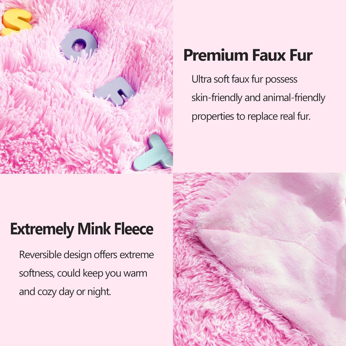 GONAAP Fuzzy Faux Fur Throw Blanket Twin Size Light Pink Super Soft Cozy Plush Fuzzy Shaggy Blanket for Couch Sofa Bed (Light Pink, Twin(60"x80"))