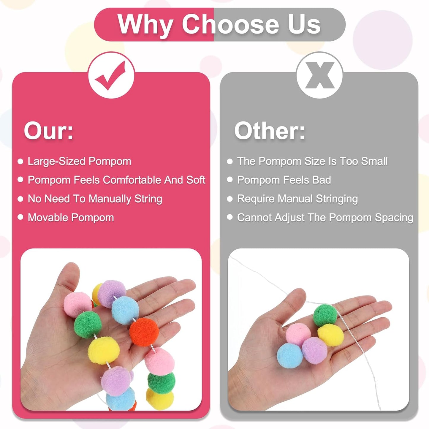 PATIKIL 26Ft Pom Pom Garland Decorations, 4Pcs Colorful Felt Ball Garland Banner Cute Rainbow Pompom Hanging Decorations for Tree Ornaments Homes Decor, Orange/Black/Purple/White