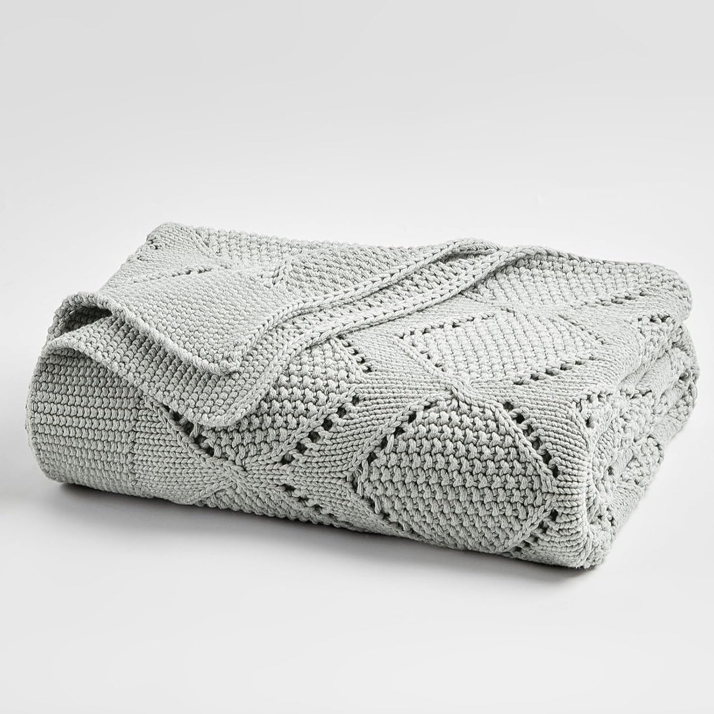 Longhui bedding Chunky Cotton Knit Throw Blanket for Couch, Sofa, Bed, or Chair, Decorative Breathable Fall Cable Knit Blanket 60 x 80 Inches, Large Medium Weight Grey