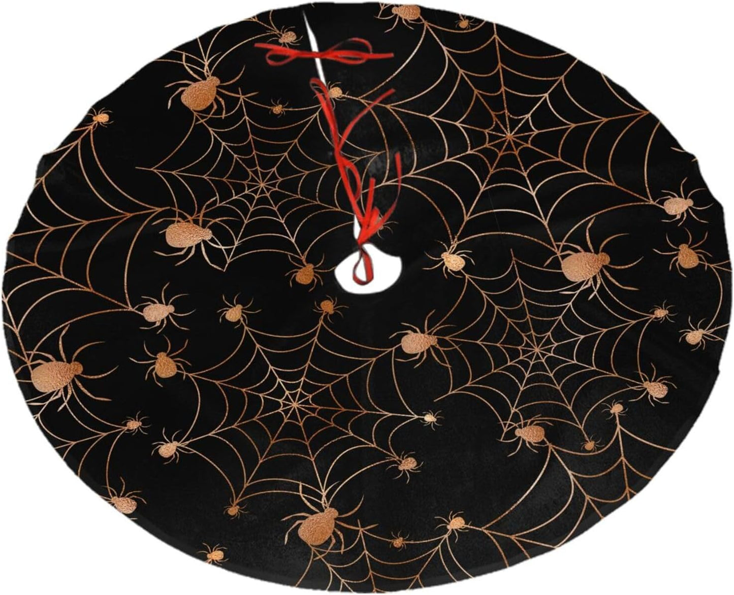 Christmas Tree Skirt,Gold Spider Web Xmas Tree Skirt Rustic Farmhouse Tree Skirt for Christmas Decor Xmas Holiday Home Party Decorations36