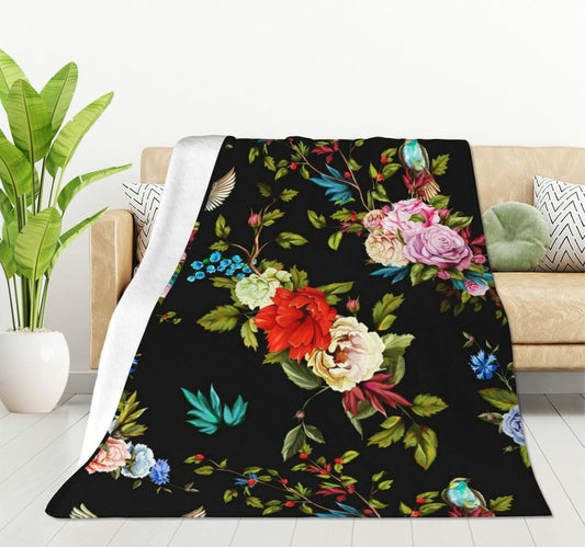 HGOD DESIGNS Wild Flowers Blanket for Women, Lightweight Soft Fleece Flannel Throw Blanket Peony Roses Sofa Couch Living Room 50x60 Inch