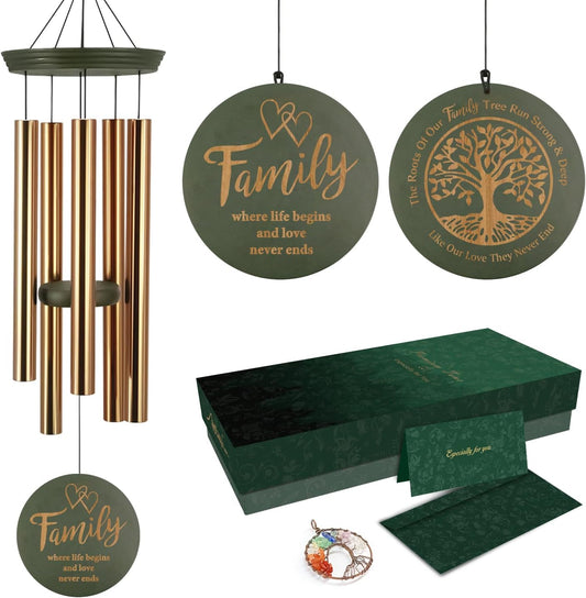Wind Chimes for Outside, Large Outdoor Windchimes with Engraved Tree of Life, Premium Tuned Metal Chimes for Mother/Grandma, Home & Garden Decor with Soothing Tone